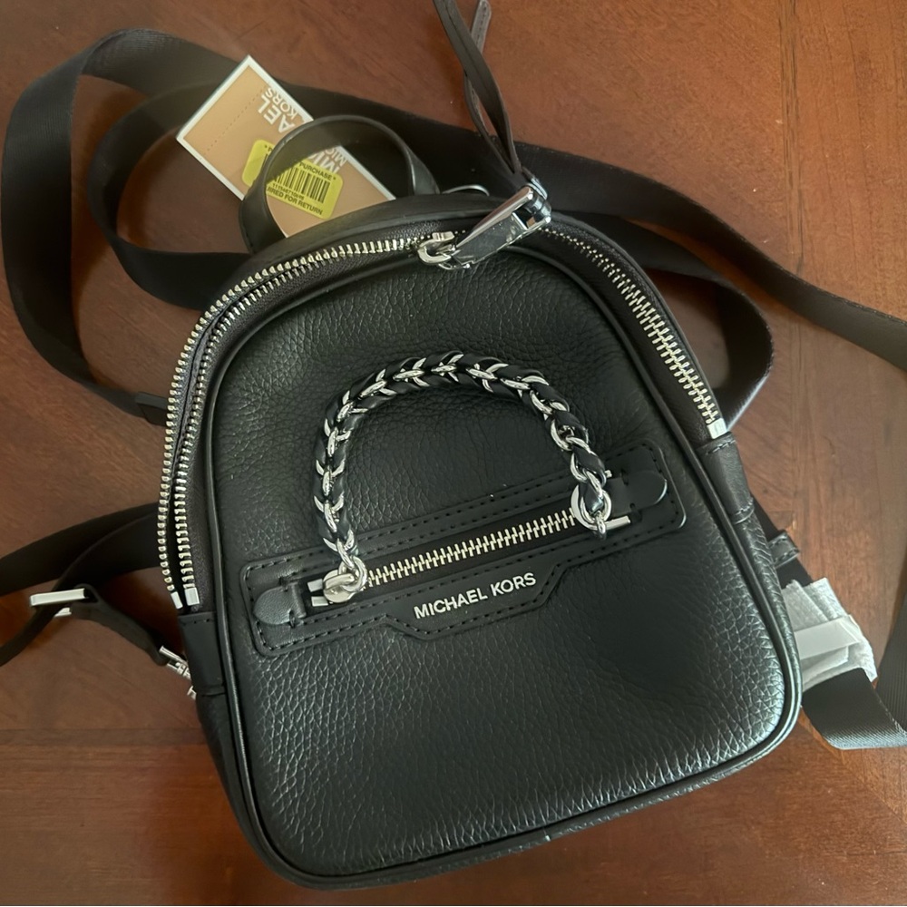MICHAEL KORS Black Leather Mini Backpack - Women's Crossbody Bag